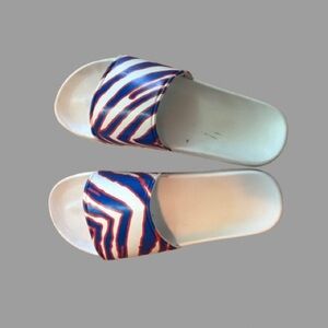 Buffalo Bills red, white, and blue Slides, Mens size 9-10